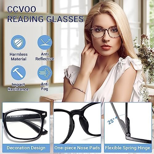 CCVOO 5-Pack Blue Light Blocking Reading Glasses