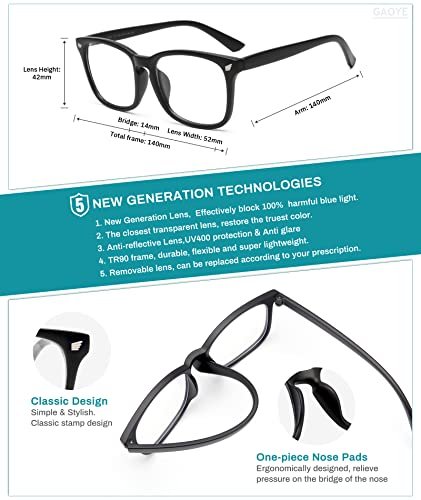 Gaoye 3-Pack Blue Light Blocking Glasses for All