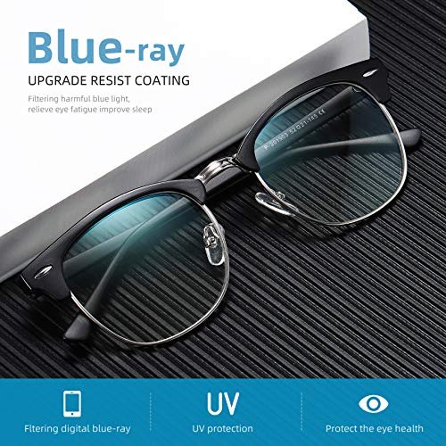 Vintage Half Frame Blue Light Blocking Glasses for All